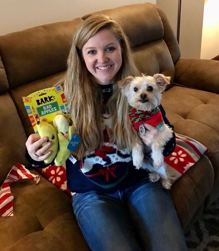 Lauren and Butter Opening Presents