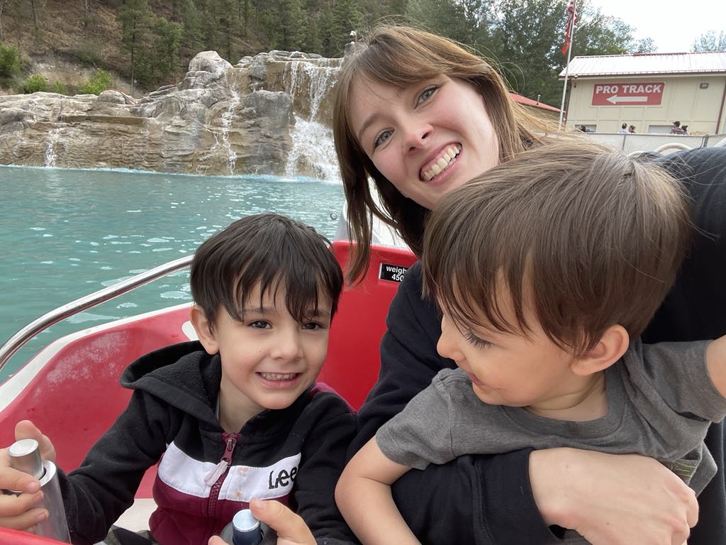 Noa and the Boys on a Bumper Boat