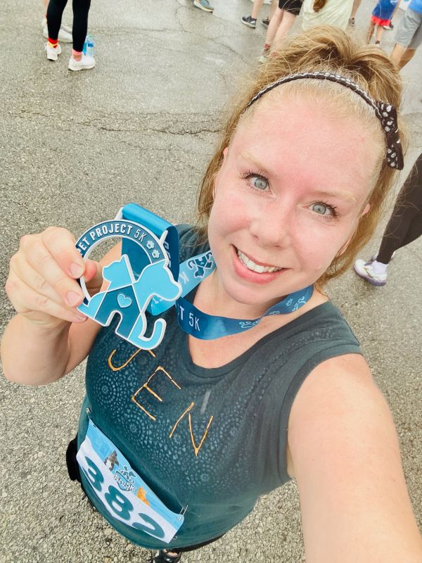 Jen Finishing a Race for Charity