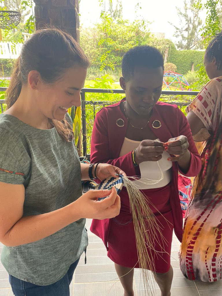 Alaina Learning How to Basket Weave in Rwanda