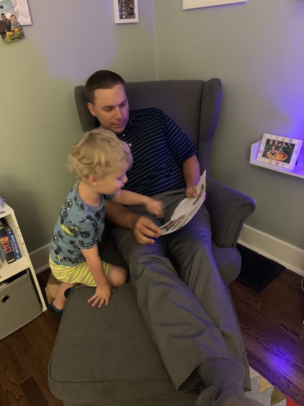 Brian Reading to Friend Charlie