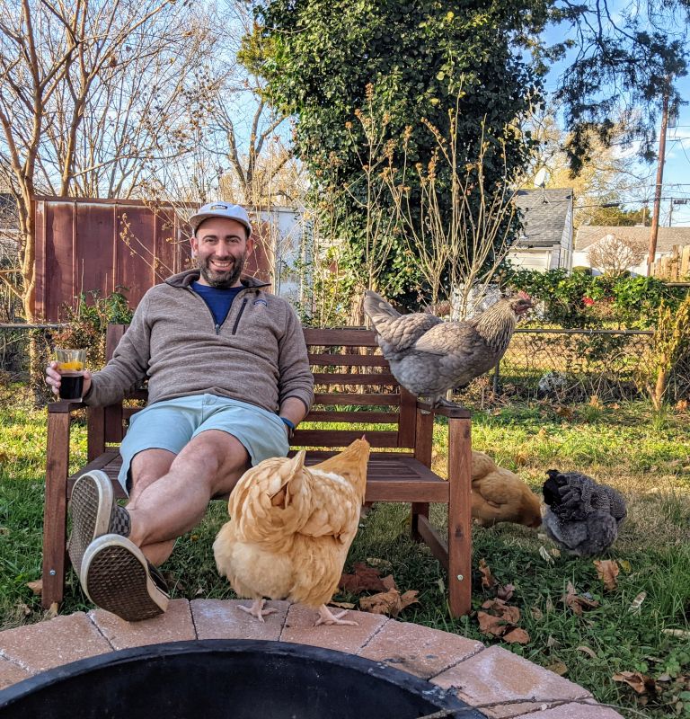 Jason With Our Chickens