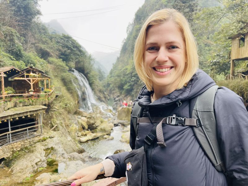 Claudia at the Waterfalls in Sapa, Vietnam