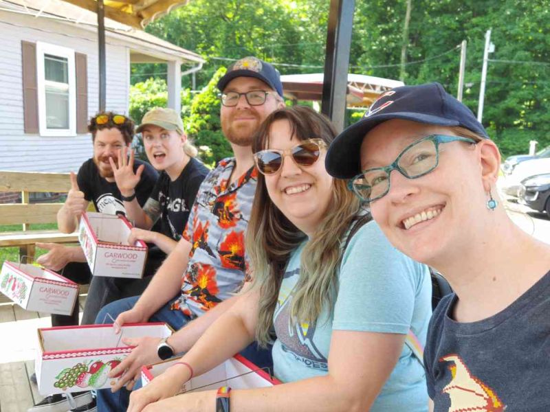With Friends on the Way to Pick Strawberries