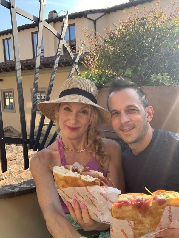 Enjoying Our Sandwiches From a Rooftop in Rome