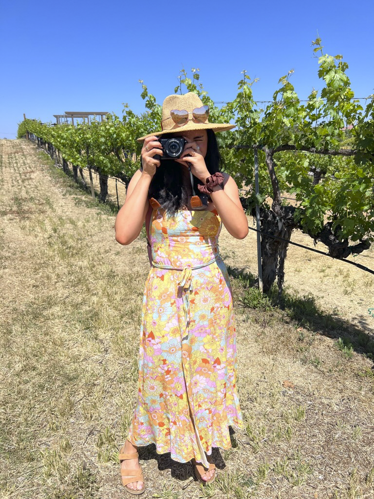 Chloe Taking Photos at a Vineyard