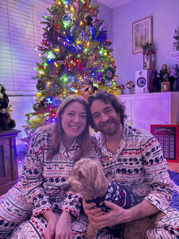 Tim, Allison, and Ginger on Christmas Eve