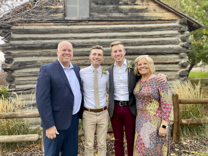 Tyson's Parents with Us at Derek's Twin Brother's Wedding