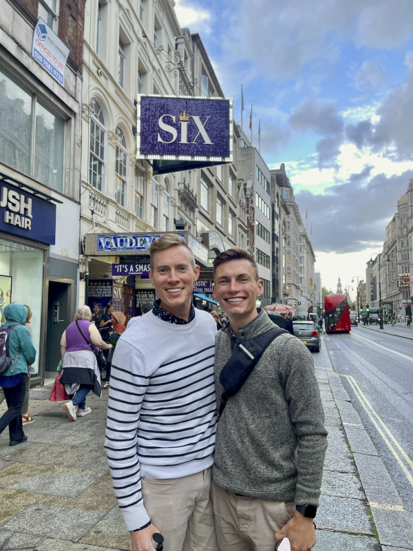 About to see what would become Derek's favorite musical SIX at the West End, London